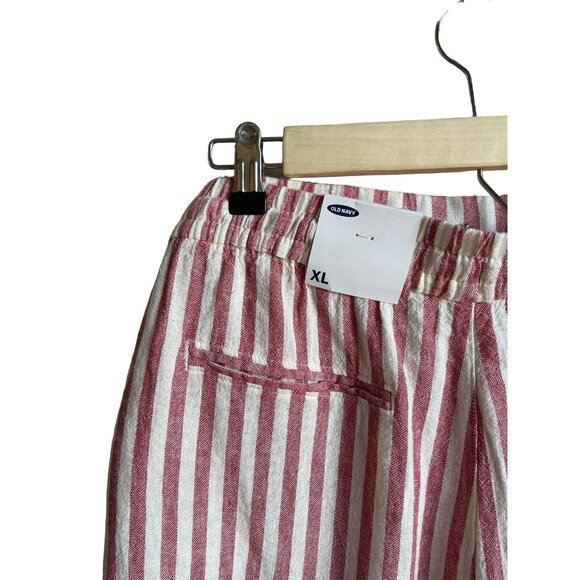 New! Old Navy Size XL Red White Stripe Linen Blend Drawstring Shorts - Picture 8 of 8